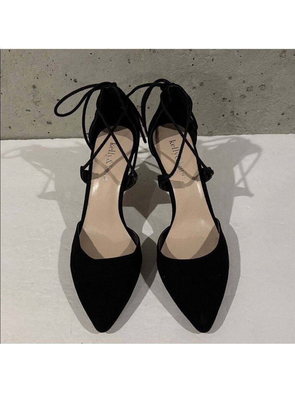 Kelly & Katie Black Faux Suede Valdes Heels -Size 7